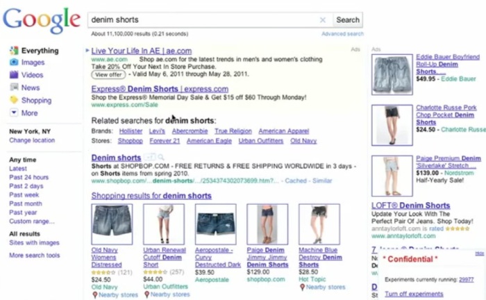 Shopping Experience Integrated With Google Search & Offer For Denim Shorts