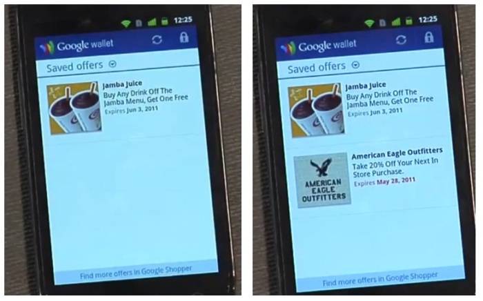 American Eagle Out Fitter Automatically Downloaded To Google Wallet's Saved Offer